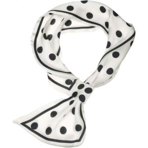imageAllegra K Women Polka Dots Bevel Small Skinny Scarf Oblique Neck Scarves DoubleSided NeckerchiefWhite