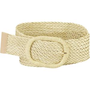 imageAllegra K Women Wide Waist Belts Braided Woven Belts for Dress Chunky BuckleBeige