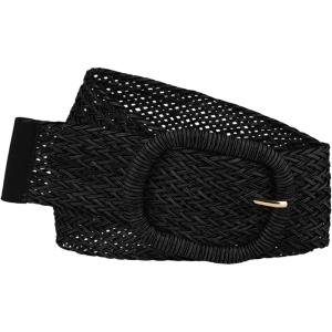 imageAllegra K Women Wide Waist Belts Braided Woven Belts for Dress Chunky BuckleBlack