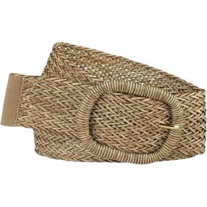 imageAllegra K Women Wide Waist Belts Braided Woven Belts for Dress Chunky BuckleBrown