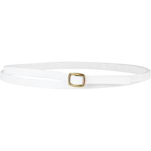 imageAllegra K Womens Adjustable Skinny Leather Belt Fashion Narrow Belts Minimalism Waist StrapWhite