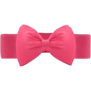 imageAllegra K Womens Bowknot Elastic Belts 24quot Width Elegant Cute Stretchy Cinch Waistband for Dress WeddingFuchsia