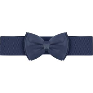 imageAllegra K Womens Bowknot Elastic Belts 24quot Width Elegant Cute Stretchy Cinch Waistband for Dress WeddingNavy Blue