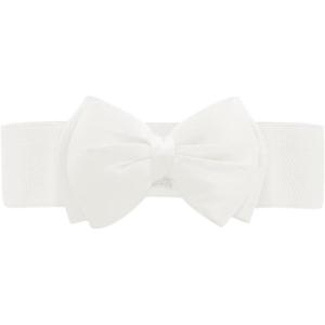 imageAllegra K Womens Bowknot Elastic Belts 24quot Width Elegant Cute Stretchy Cinch Waistband for Dress WeddingWhite