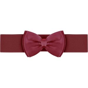 imageAllegra K Womens Bowknot Elastic Belts 24quot Width Elegant Cute Stretchy Cinch Waistband for Dress WeddingWine Red