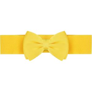 imageAllegra K Womens Bowknot Elastic Belts 24quot Width Elegant Cute Stretchy Cinch Waistband for Dress WeddingYellow