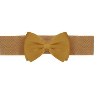 imageAllegra K Womens Bowknot Elastic Belts 24quot Width Elegant Cute Stretchy Cinch Waistband for Dress WeddingYellow Brown
