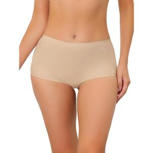 imageAllegra K Womens Boyshorts Underwear Unlined Invisible Mid Rise Stretch Solid PantiesBeige