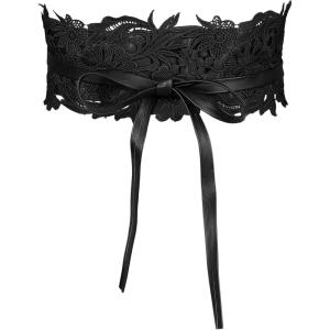 imageAllegra K Womens Lace Wide Waist Belt Wrap Around Obi Corset Cinch Belts BowknotBlack