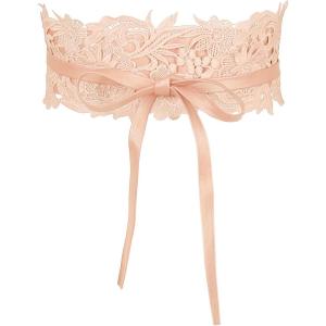 imageAllegra K Womens Lace Wide Waist Belt Wrap Around Obi Corset Cinch Belts BowknotPink