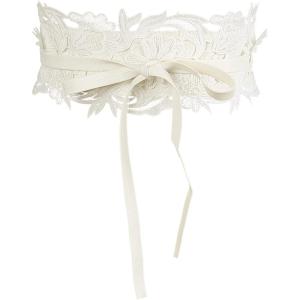 imageAllegra K Womens Lace Wide Waist Belt Wrap Around Obi Corset Cinch Belts BowknotWhite