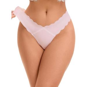 imageAllegra K Womens NoShow Hipster Unlined Cheeky Underwear VShape Waist Stretch BikiniPink