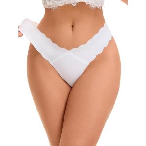 imageAllegra K Womens NoShow Hipster Unlined Cheeky Underwear VShape Waist Stretch BikiniWhite