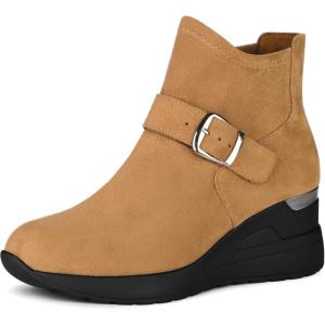 imageAllegra K Womens Platform Ankle Booties Round Toe Wedge Heel Boots