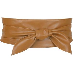 imageAllegra K Womens Plus Size Obi Belts Bowknot SelfTie Wrap Around Wide Sash Waistband Belt for DressesCamel