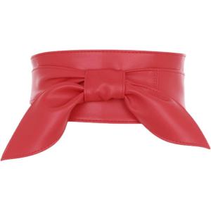 imageAllegra K Womens Plus Size Obi Belts Bowknot SelfTie Wrap Around Wide Sash Waistband Belt for DressesRed