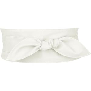 imageAllegra K Womens Plus Size Obi Belts Bowknot SelfTie Wrap Around Wide Sash Waistband Belt for DressesWhite