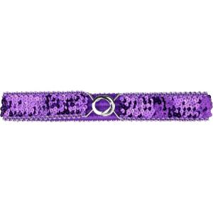 imageAllegra K Womens Plus Size Stretchy Skinny Waist Belts Shiny Sequins Decor Elastic Belts for DressesSilver Side Purple