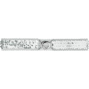 imageAllegra K Womens Plus Size Stretchy Skinny Waist Belts Shiny Sequins Decor Elastic Belts for DressesSilver Side Silver