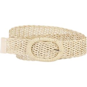 imageAllegra K Womens Skinny Waist Belts Braided Woven Bohemian Belts for Dress Metal BuckleBeige