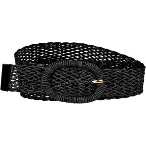 imageAllegra K Womens Skinny Waist Belts Braided Woven Bohemian Belts for Dress Metal BuckleBlack