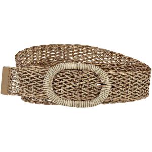 imageAllegra K Womens Skinny Waist Belts Braided Woven Bohemian Belts for Dress Metal BuckleBrown