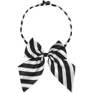 imageAllegra K Womens Striped PreTied Uniform Adjustable Bowknot Bow Tie for Cosplay CostumeBlack White
