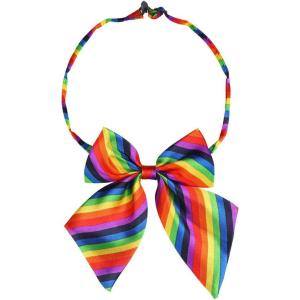 imageAllegra K Womens Striped PreTied Uniform Adjustable Bowknot Bow Tie for Cosplay CostumeRainbow