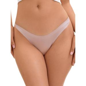 imageAllegra K Womens Underwear Satin Invisible Bikini Comfortable NoShow ThongsBeige