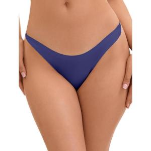 imageAllegra K Womens Underwear Satin Invisible Bikini Comfortable NoShow ThongsBlue