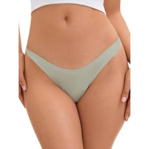 imageAllegra K Womens Underwear Satin Invisible Bikini Comfortable NoShow ThongsLight Gray Green