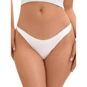 imageAllegra K Womens Underwear Satin Invisible Bikini Comfortable NoShow ThongsWhite