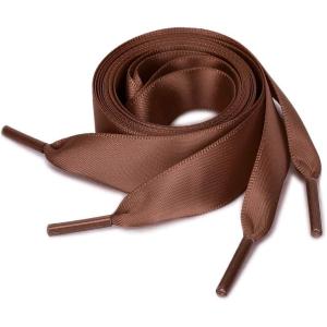 imageuxcell 2 Pairs Flat Ribbon Shoelaces Sneakers Shoestrings for Women DIY DecorCoffee