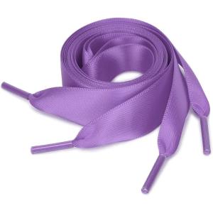 imageuxcell 2 Pairs Flat Ribbon Shoelaces Sneakers Shoestrings for Women DIY DecorLight Purple