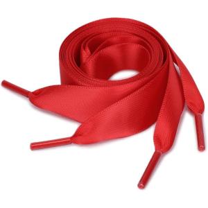 imageuxcell 2 Pairs Flat Ribbon Shoelaces Sneakers Shoestrings for Women DIY DecorRed