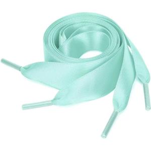 imageuxcell 2 Pairs Flat Ribbon Shoelaces Sneakers Shoestrings for Women DIY DecorTurquoise