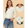 imageAllegra K Ditsy Floral Blouse for Womens Lace Trim V Neck Chiffon Elegant TopBeige