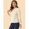 imageAllegra K Ditsy Floral Blouse for Womens Lace Trim V Neck Chiffon Elegant TopCream