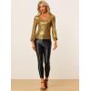 imageAllegra K Halloween Metallic Blouse for Womens Sparkly Party Shiny Bishop Sleeve Glitter TopsDark Gold