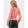 imageAllegra K Halloween Metallic Blouse for Womens Sparkly Party Shiny Bishop Sleeve Glitter TopsRose Gold