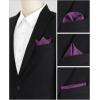 imageAllegra K Mens Pocket Squares Classic Satin Polka Dots Solid Color Handkerchiefs for Wedding BusinessPurple