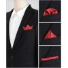 imageAllegra K Mens Pocket Squares Classic Satin Polka Dots Solid Color Handkerchiefs for Wedding BusinessRed