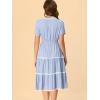 imageAllegra K Midi Dress for Womens Short Sleeve Tiered Square Neck Long DressesBlue