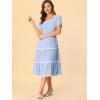 imageAllegra K Midi Dress for Womens Short Sleeve Tiered Square Neck Long DressesBlue