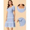 imageAllegra K Midi Dress for Womens Short Sleeve Tiered Square Neck Long DressesBlue