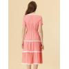 imageAllegra K Midi Dress for Womens Short Sleeve Tiered Square Neck Long DressesPink