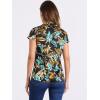 imageAllegra K Satin Work Blouses for Womens Floral Vintage Cap Sleeve Business Casual BlouseBlack
