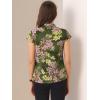 imageAllegra K Satin Work Blouses for Womens Floral Vintage Cap Sleeve Business Casual BlouseDark Green