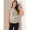 imageAllegra K Satin Work Blouses for Womens Floral Vintage Cap Sleeve Business Casual BlouseGray