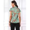 imageAllegra K Satin Work Blouses for Womens Floral Vintage Cap Sleeve Business Casual BlouseGray Green